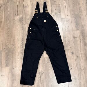 Carhartt R01M Relaxed Fit 12oz 100% Cotton Duck Bib Black Overall Mens 44x30 EUC